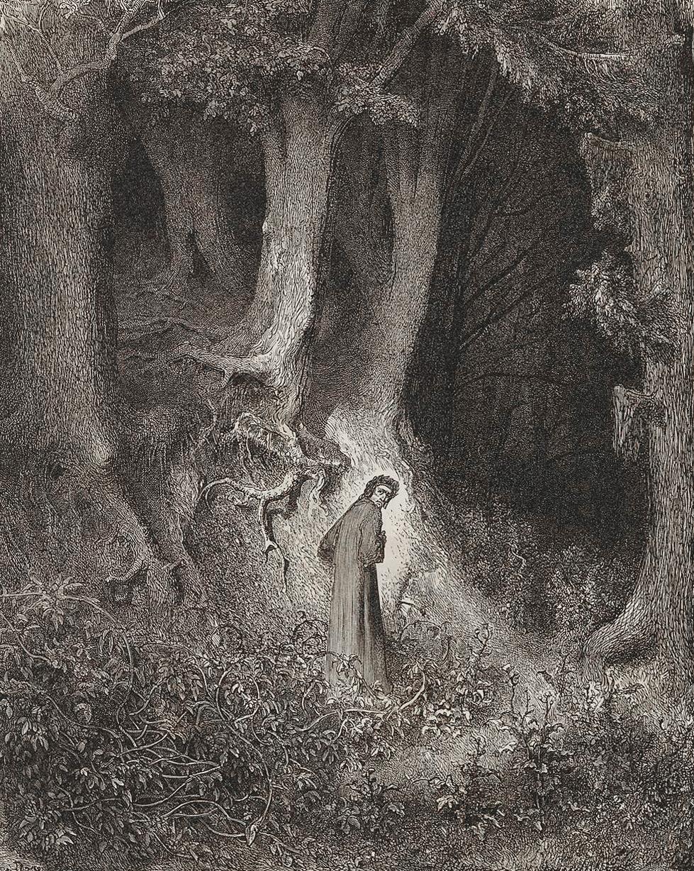 Gustave Doré’s illustration of Dante lost in the dark forest